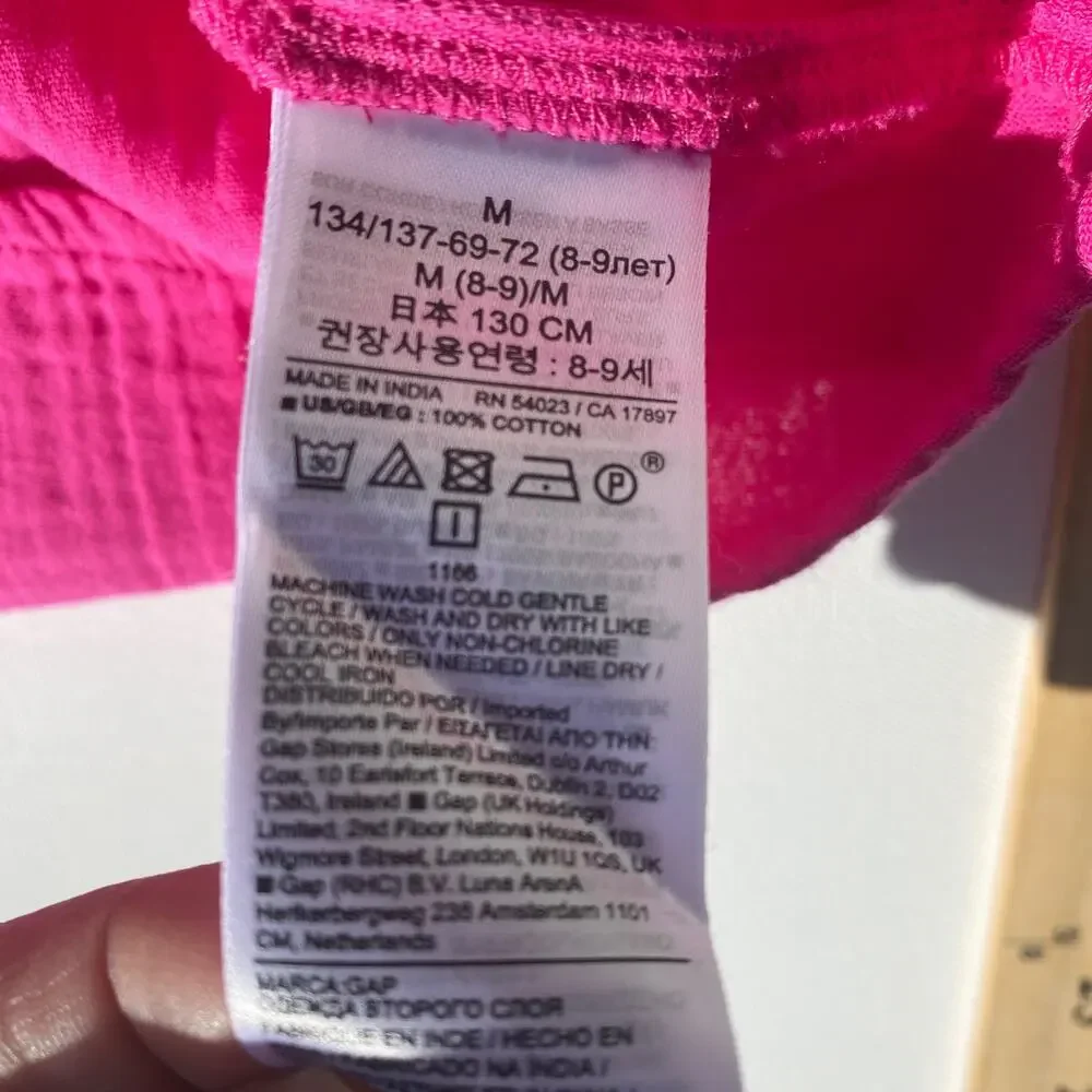 NWT GAP Kids Crinkle Supersoft Cotton Gauze Tunic Dress Phoebe Hot Pink (M-8)